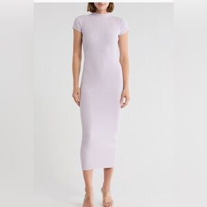Good American Ivory Ribbed Midi Dress